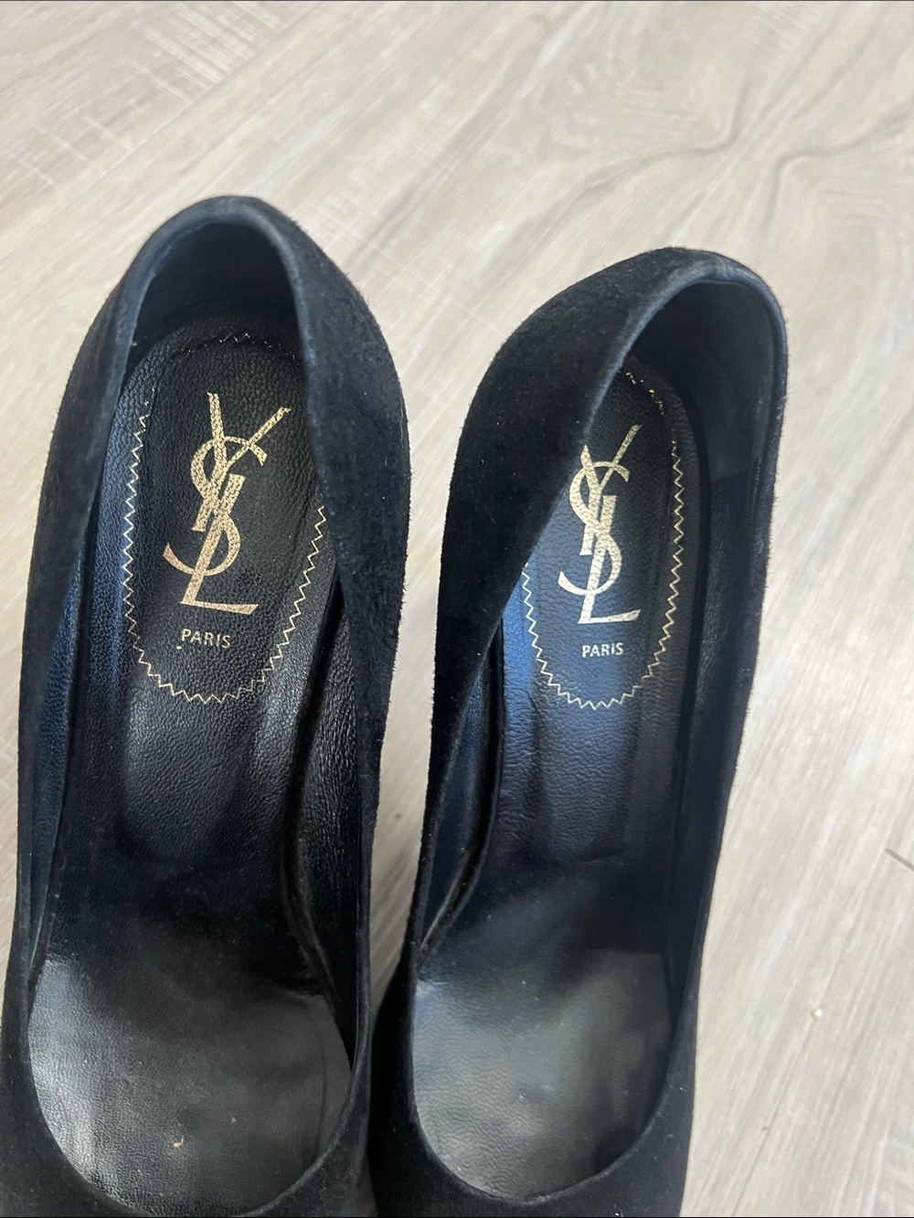 YSL Tribute Black Suede Platform Pumps shoes vtg 9 (EU 40) Luxury autumn wedding - Picture 4 of 9